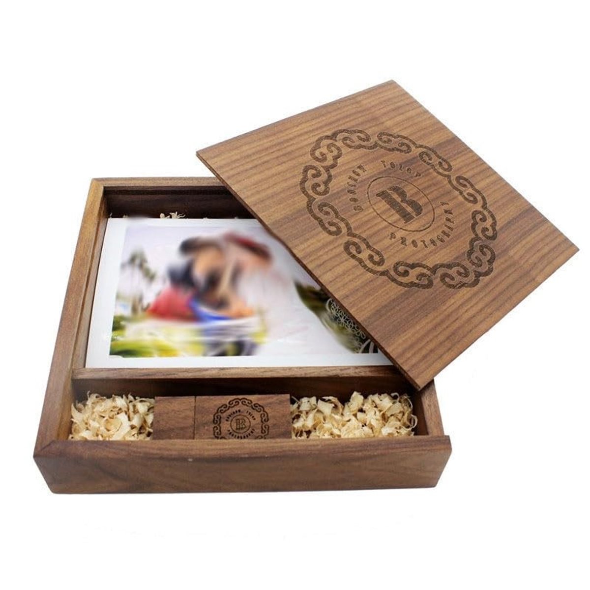 Omgoods - Houten Fotodoos met USB voor Persoonlijke Herinneringen