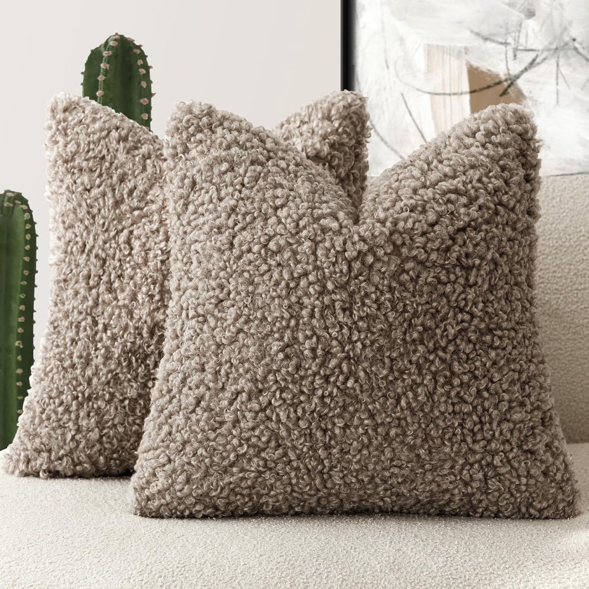 Omgoods - 2 Stuks Faux Fur Kussenhoezen - Zacht en Fluffy