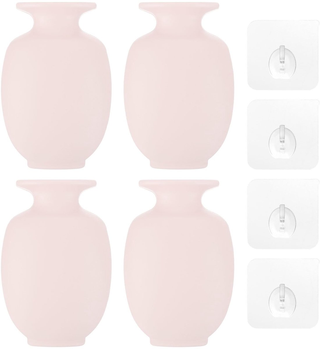 Omgoods - Set van 4 Wandvazen voor Bloemen met Plakhaak