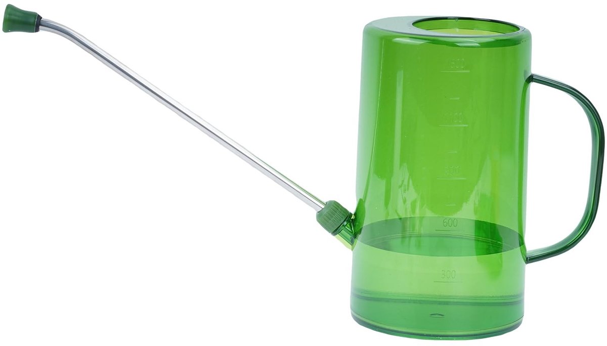 Omgoods- Gieter 1,5 liter - Gieter voor binnen/buiten - Gieter met lange tuit - Roestvrij staal - Transparant - Duurzaam materiaal - Plantenwaterkan