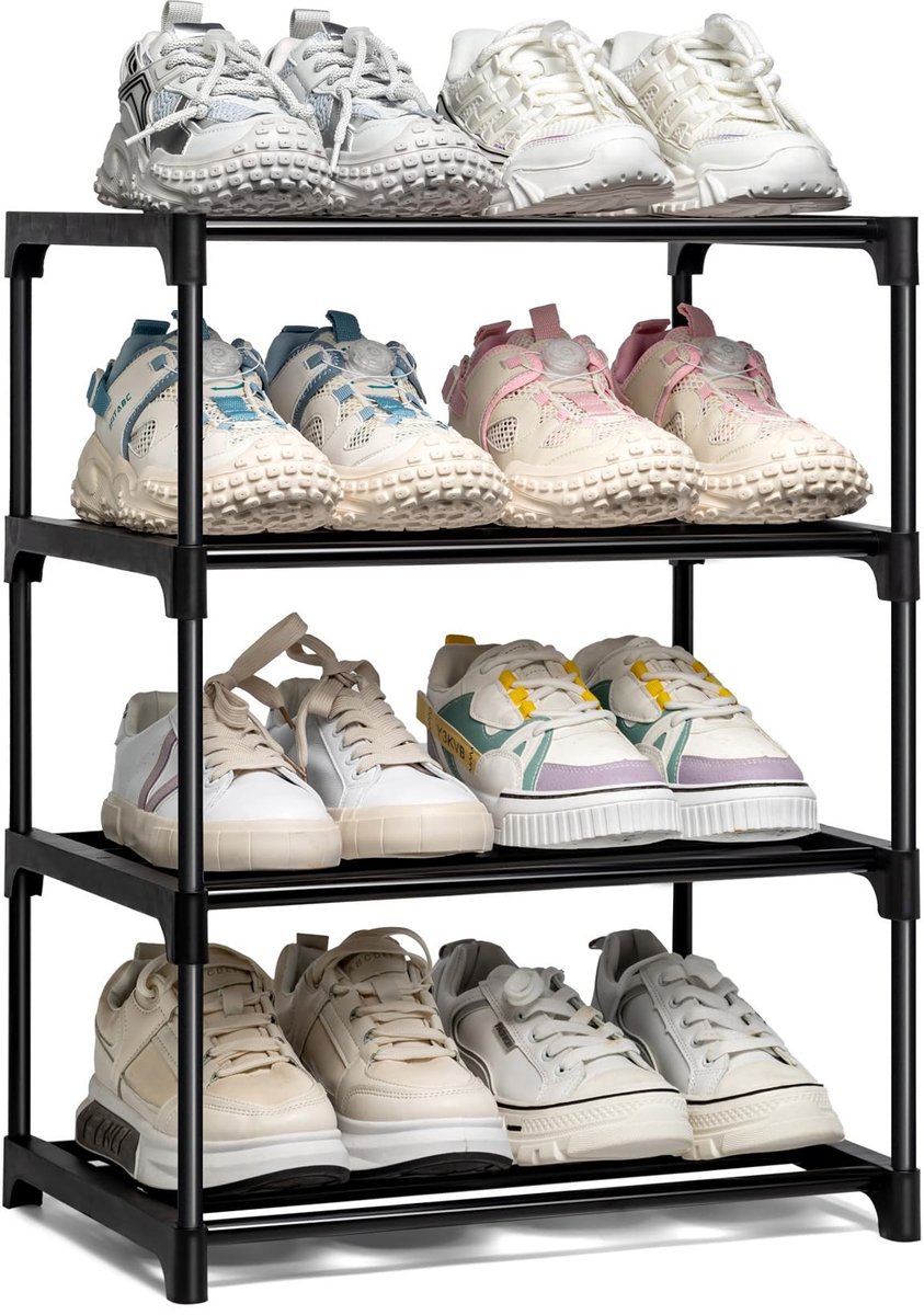 Omgoods - 4-Tier Stellingkast voor Schoenen, Ruimtebesparend en Stevig