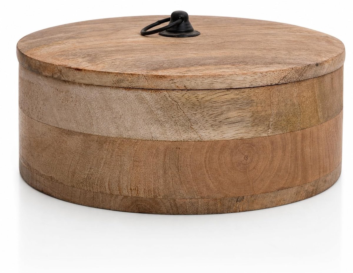 Omgoods - Handgemaakte Houten Tortilla Warmer met Deksel voor Brood, 22 cm