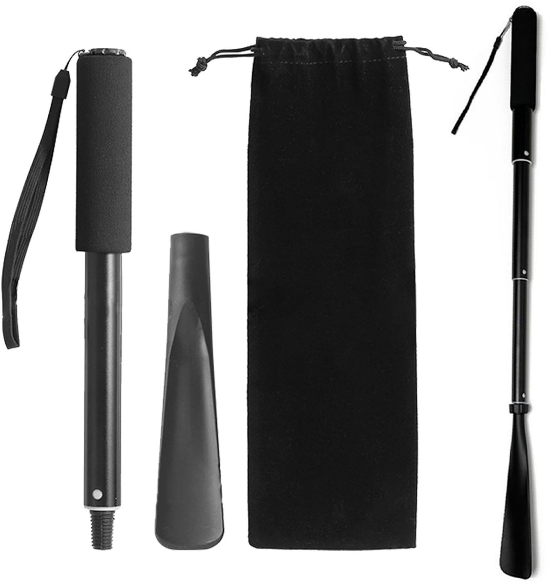 Omgoods- Schoenlepel Uitschuifbaar - Telescopisch 34-85 cm - Lichtgewicht 121 gram - Inclusief Reistas - Voor Heren/Dames/Kinderen - Schoenhulp