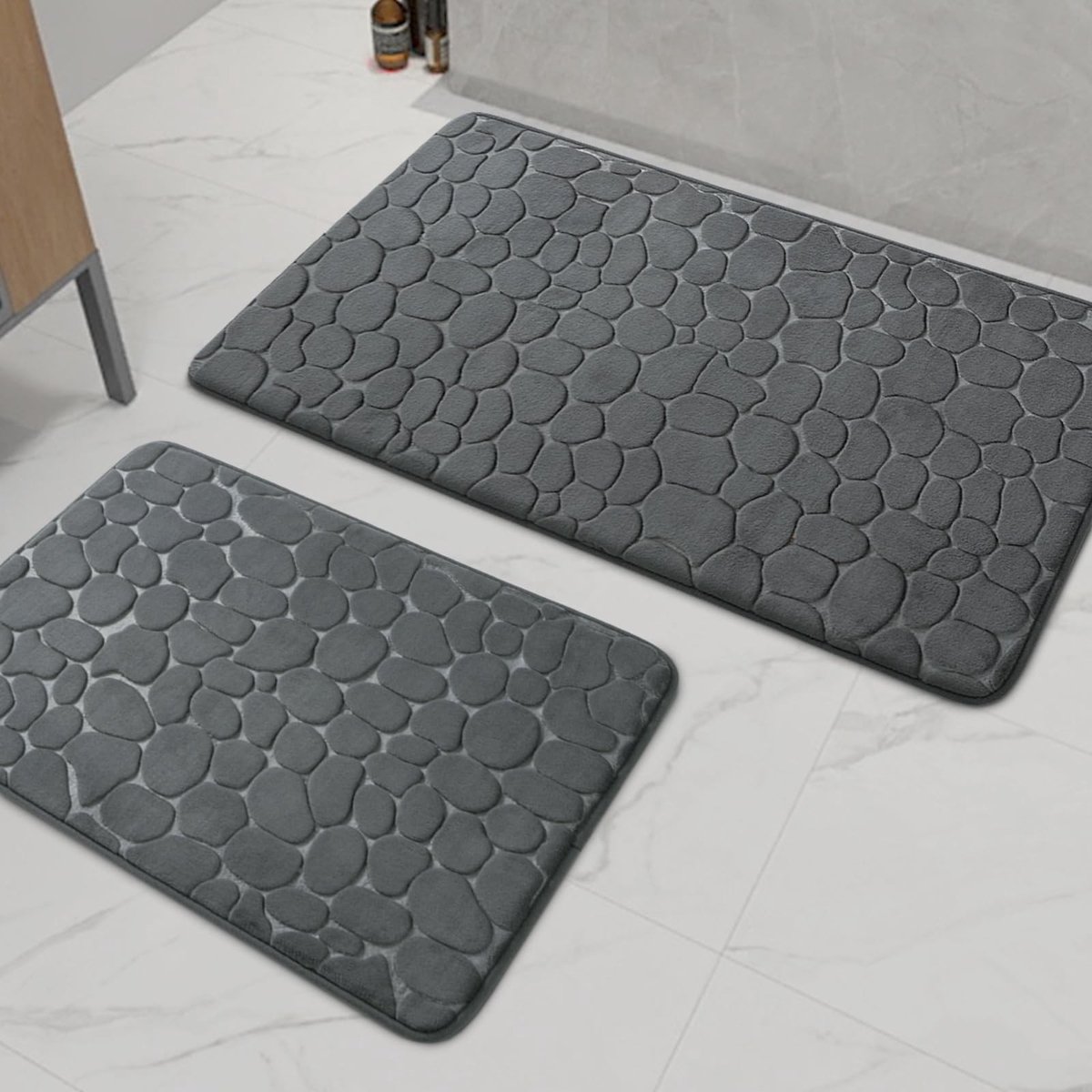 Omgoods - Geheugenfoam Badmat Set van 2 met Antislip 43x61cm en 51x81cm