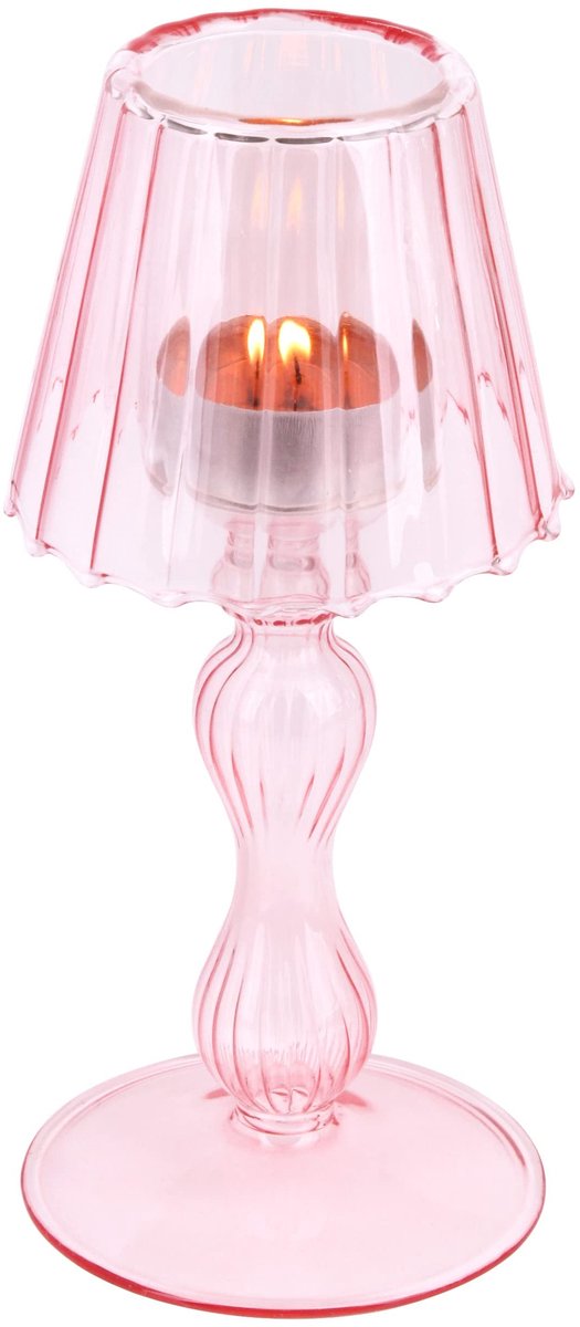 Omgoods - Roze Glazen Kaarsenhouders voor Tafel en Decoratie