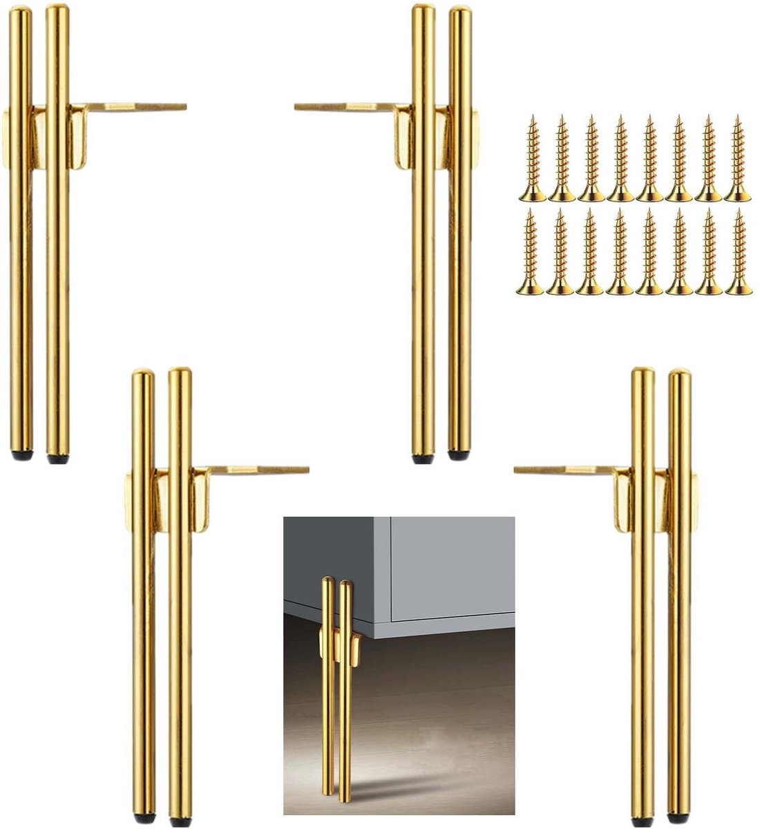 Omgoods - Set van 4 Gouden Metalen Meubelpoten, 18 cm