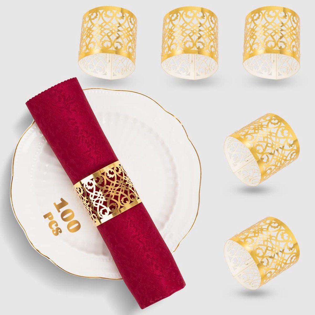 Omgoods - 100 Stuks Premium Servetringen van Laser Cut Papier