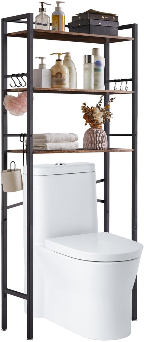 Omgoods - 3-Tier Badkamer Organizer Shelf - Ruimtebesparende Rek voor Boven het Toilet