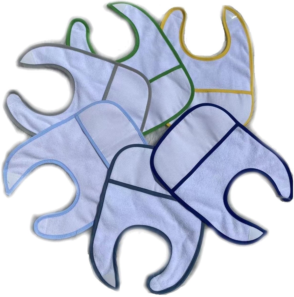 Omgoods - 7-delige Blauwe Baby Bib met Borduurmogelijkheden