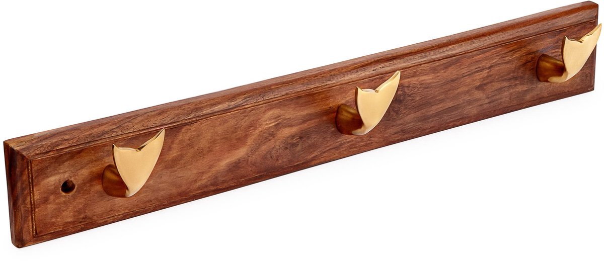 Omgoods - Maritieme Haaklijst met Walvins 3-gang Messing op Hout