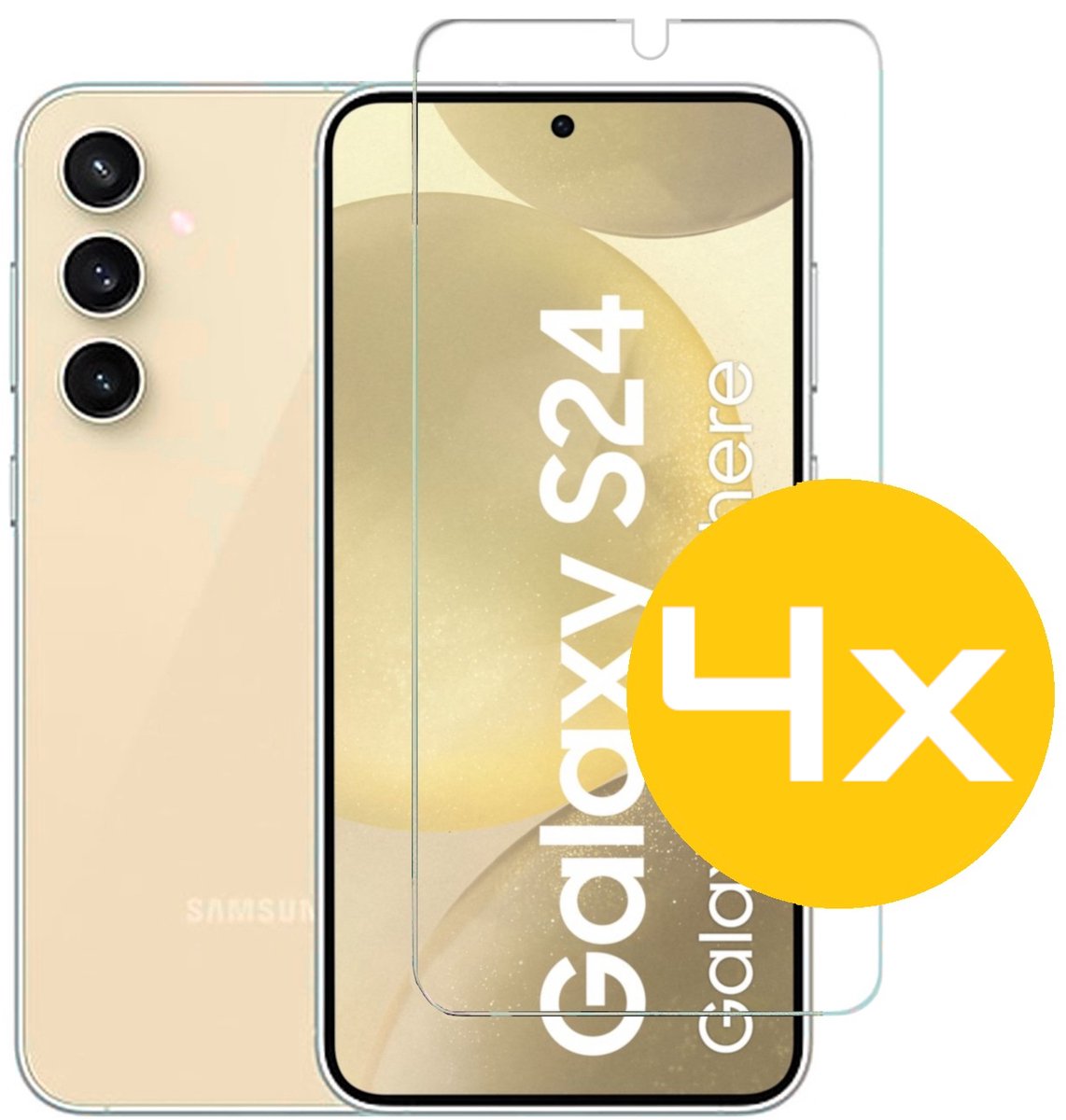 Screenprotector Geschikt Voor Samsung Galaxy S24 - Glasplaat - Tempered Glass - 4 Stuks