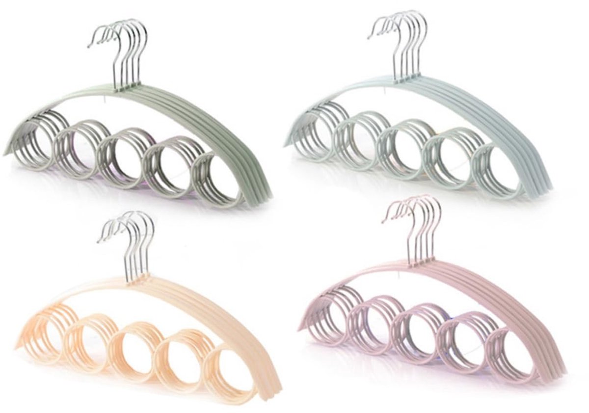 Omgoods- Kleerhangers 5 Stuks - Sjaalhouder - Stropdasorganizer - Ruimtebesparend - Organizer voor Kledingkast - Robuust Kunststof