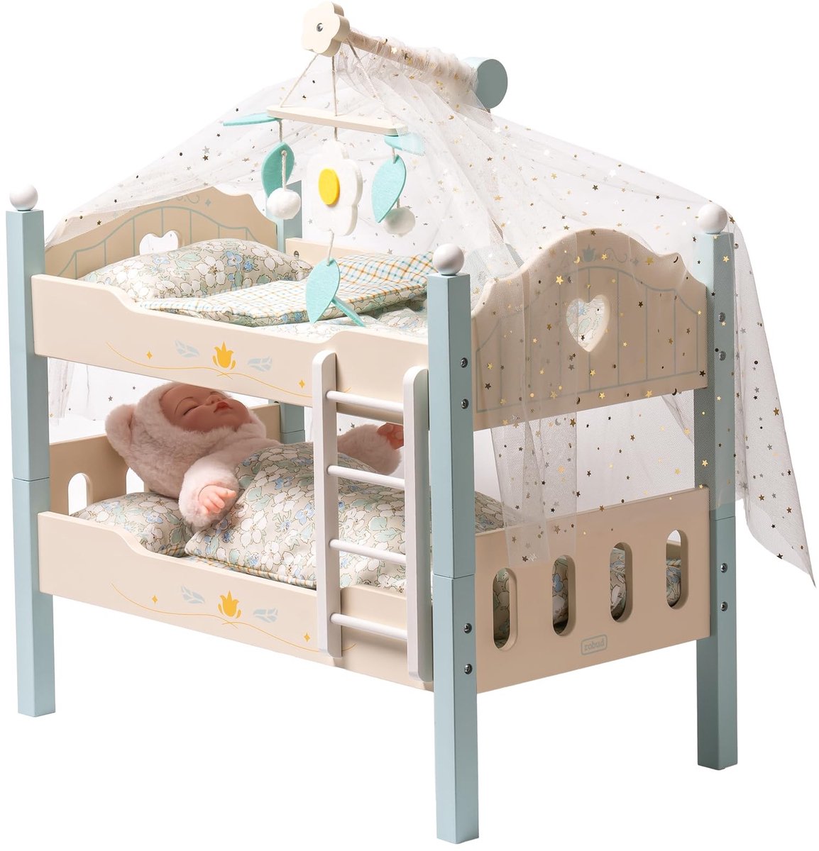 Omgoods - Houten Poppenbed voor 43 cm Poppen met Bedding