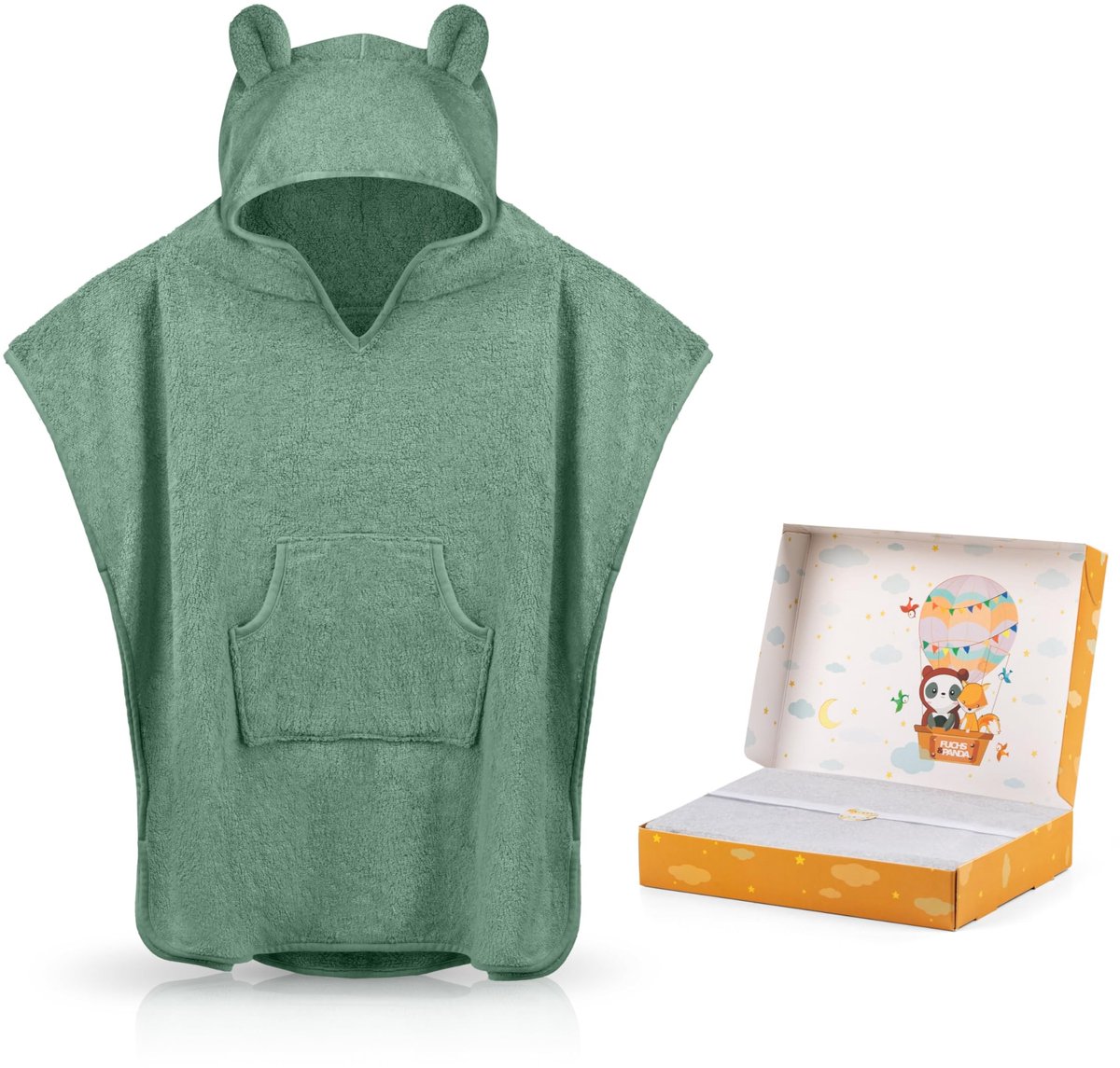 Omgoods - Kinder Badponcho van Bamboe Extra Zacht en Warm Kopergroen