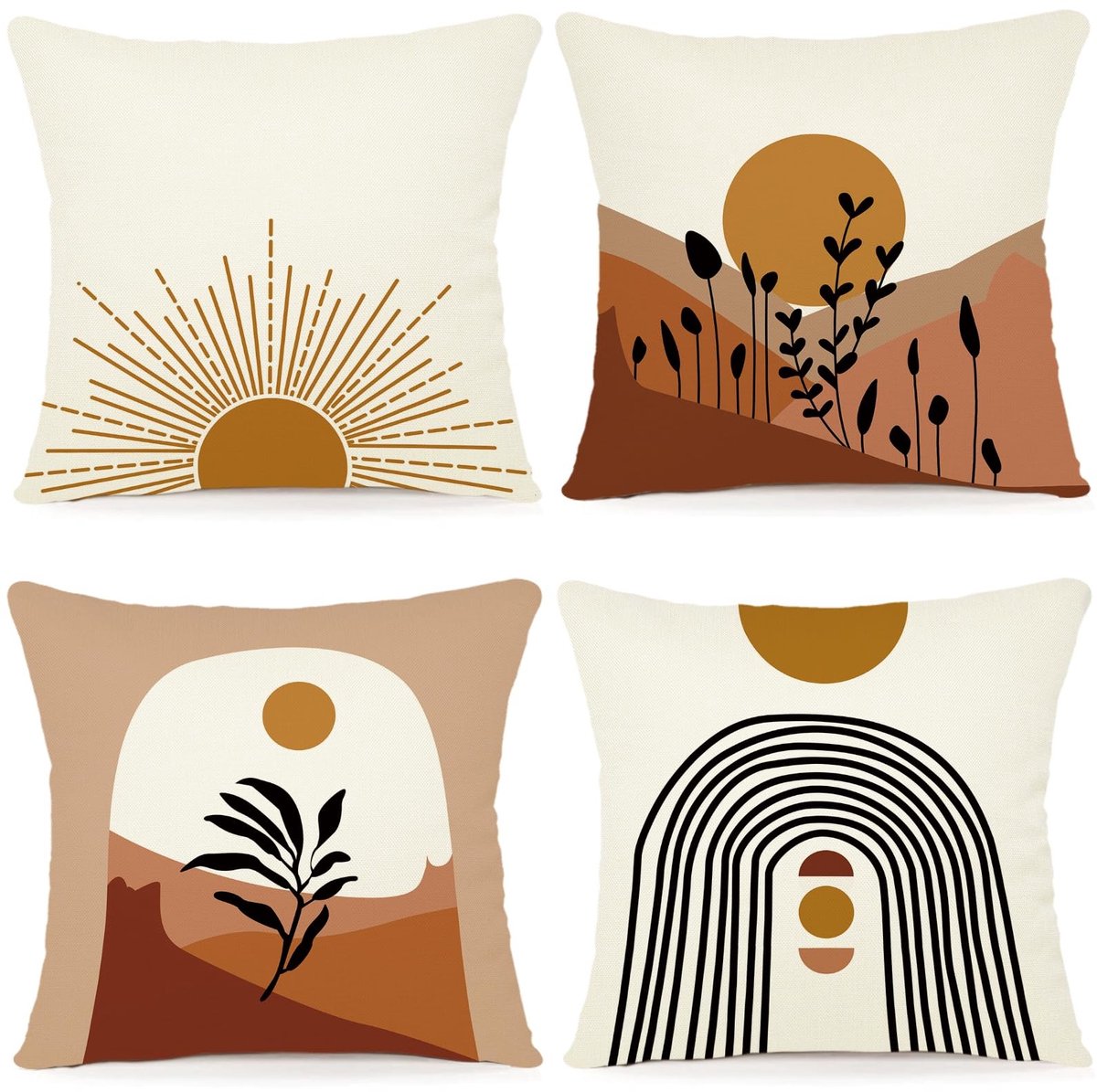 Omgoods - Set van 4 Moderne Kussenhoezen 40 x 40 cm met Bloem Motief