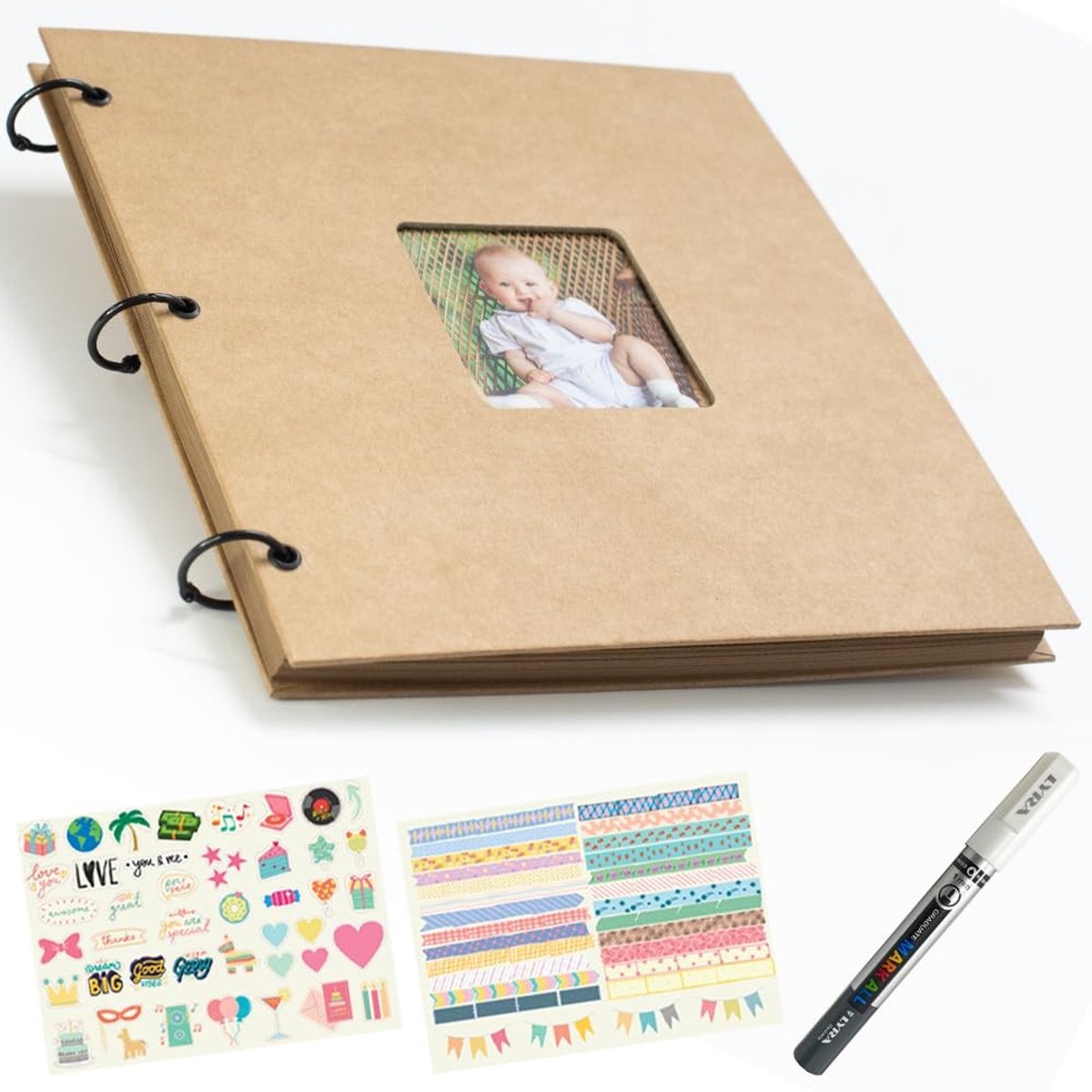 Omgoods - Scrapbooking Fotoalbum voor Bruiloften en Verjaardagen, 60 Pagina's