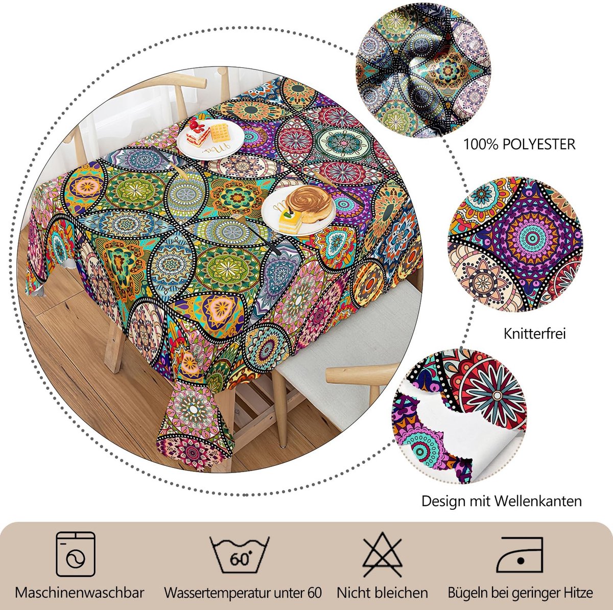 Omgoods - Rectangulaire Boho Tafelkleed voor Buiten en Binnen