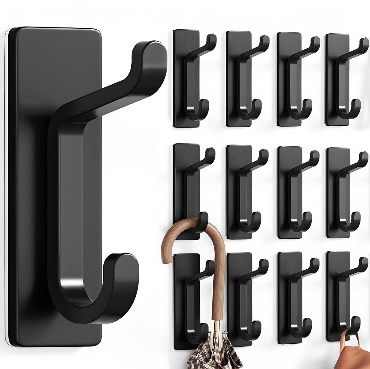 Omgoods - Set van 12 Wandhaken voor Jassen en Handdoeken met Kleefmechanisme