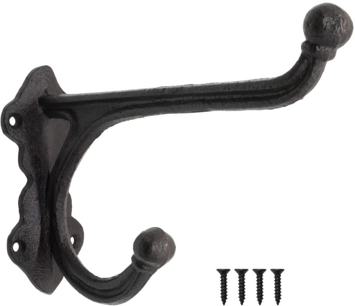 Omgoods - Rustieke IJzeren Wandhaak Zwart - 21 x 13 cm