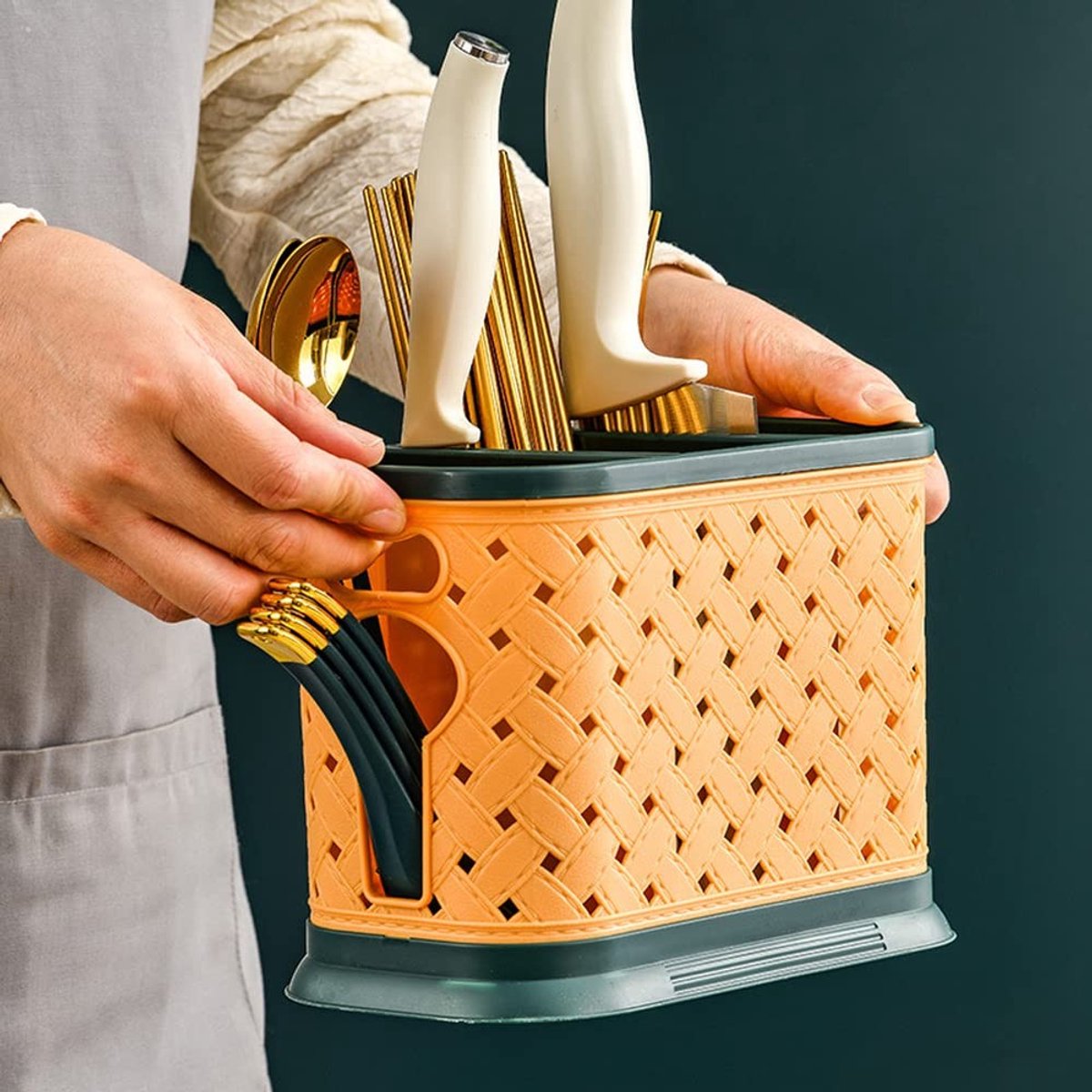 Omgoods - Keuken Organizer voor Bestek met 3 Compartimenten (Wit)