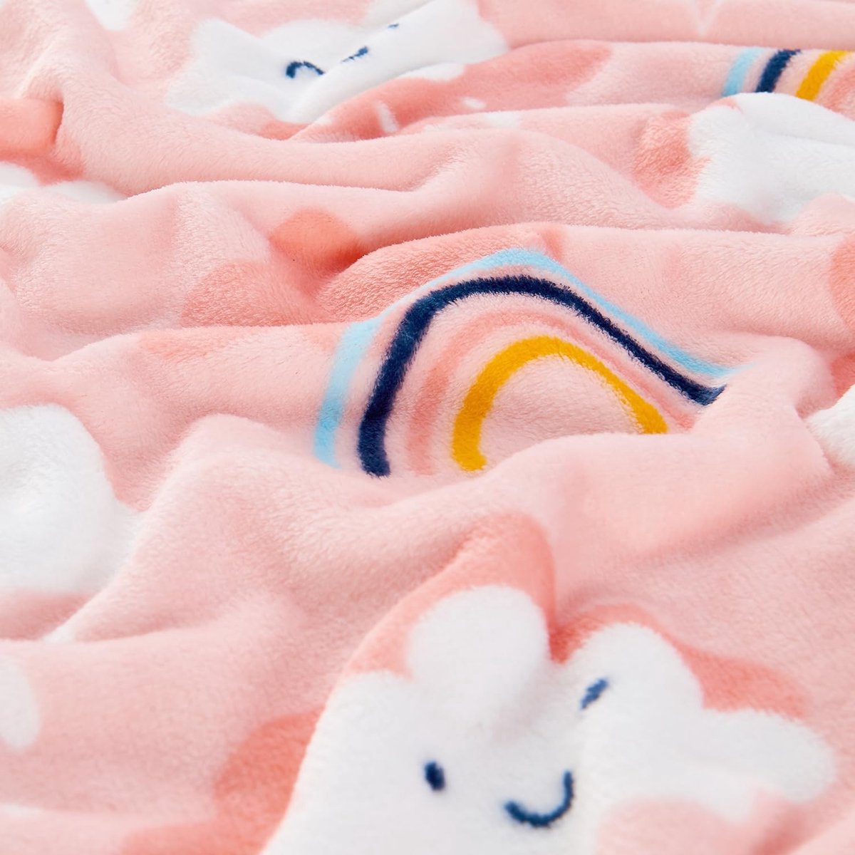Omgoods - Fleece Deken Roze met Wolkenprint - Zacht en Lichtgewicht voor Kinderen