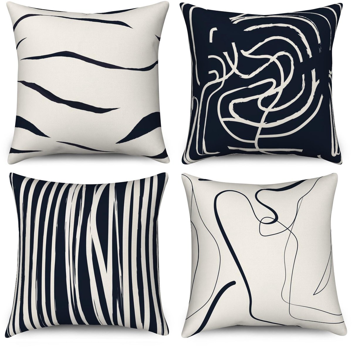 Omgoods - Set van 4 Eenvoudige Kunstmatige Lijnen Kussenhoezen 40 x 40 cm