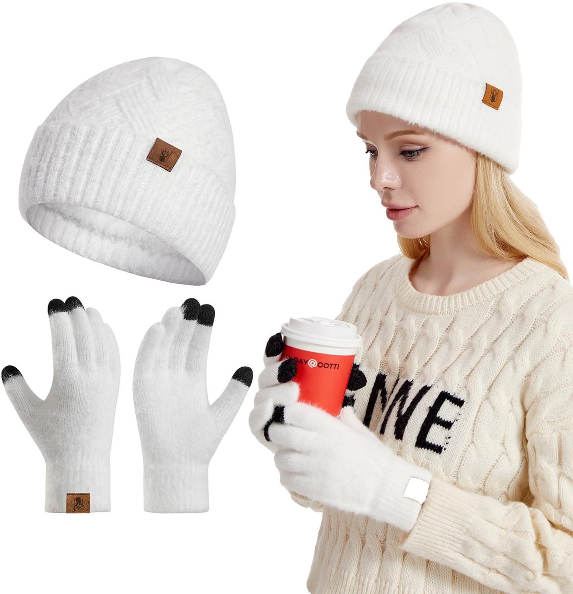 Omgoods - Set van Damesmuts en Touchscreen Handschoenen voor de Winter