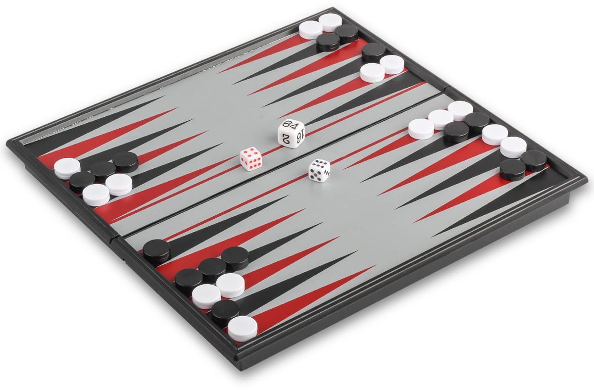Omgoods - Vouwbare Magnetische Backgammonset M voor Thuis en Reizen