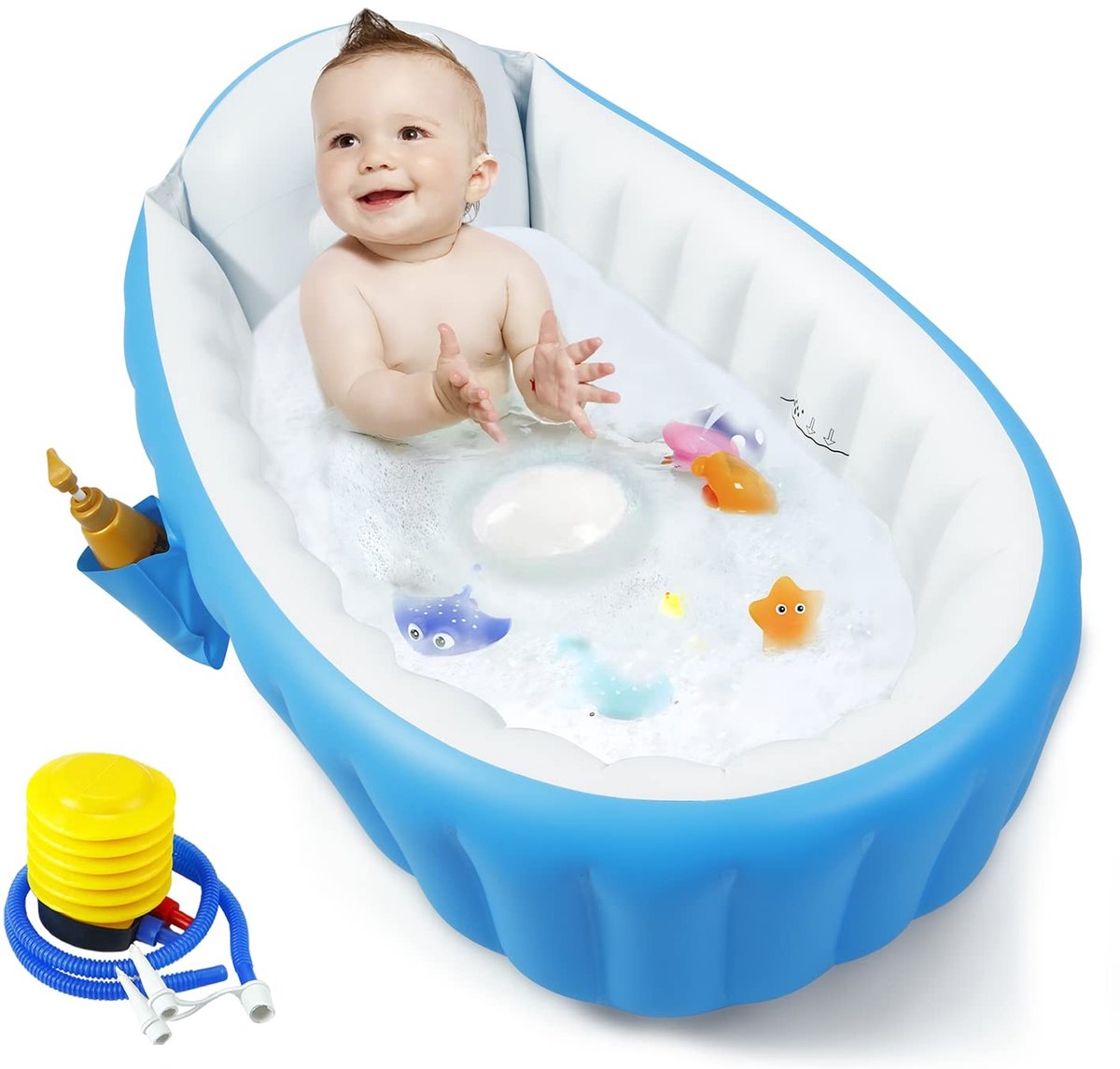 Omgoods - Opblaasbaar Baby Bad met Luchtpomp en Anti-Slip Basis