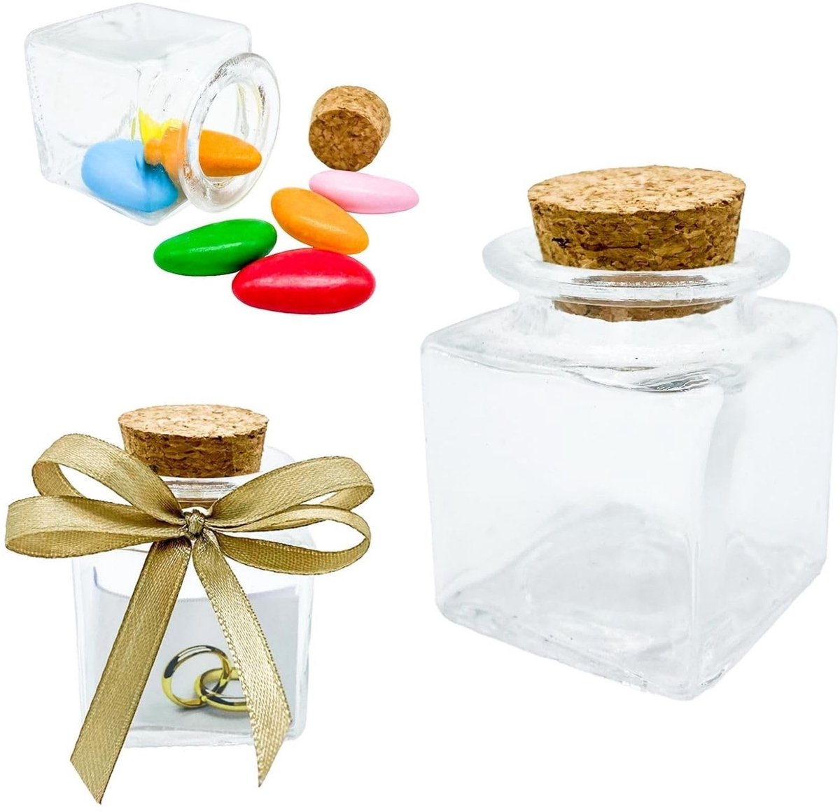 Omgoods - Set van 50 Transparante Snoepdozen met Kurksluiting