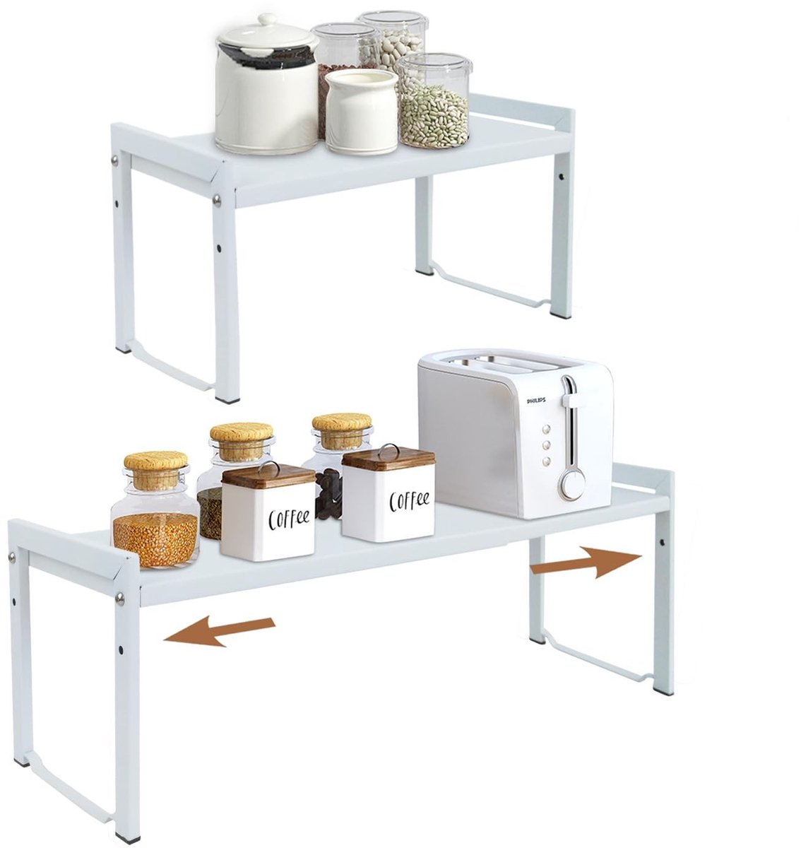 Omgoods - Uitbreidbare Keuken Rack Organizer (2 Pack) voor Kasten en Pantry