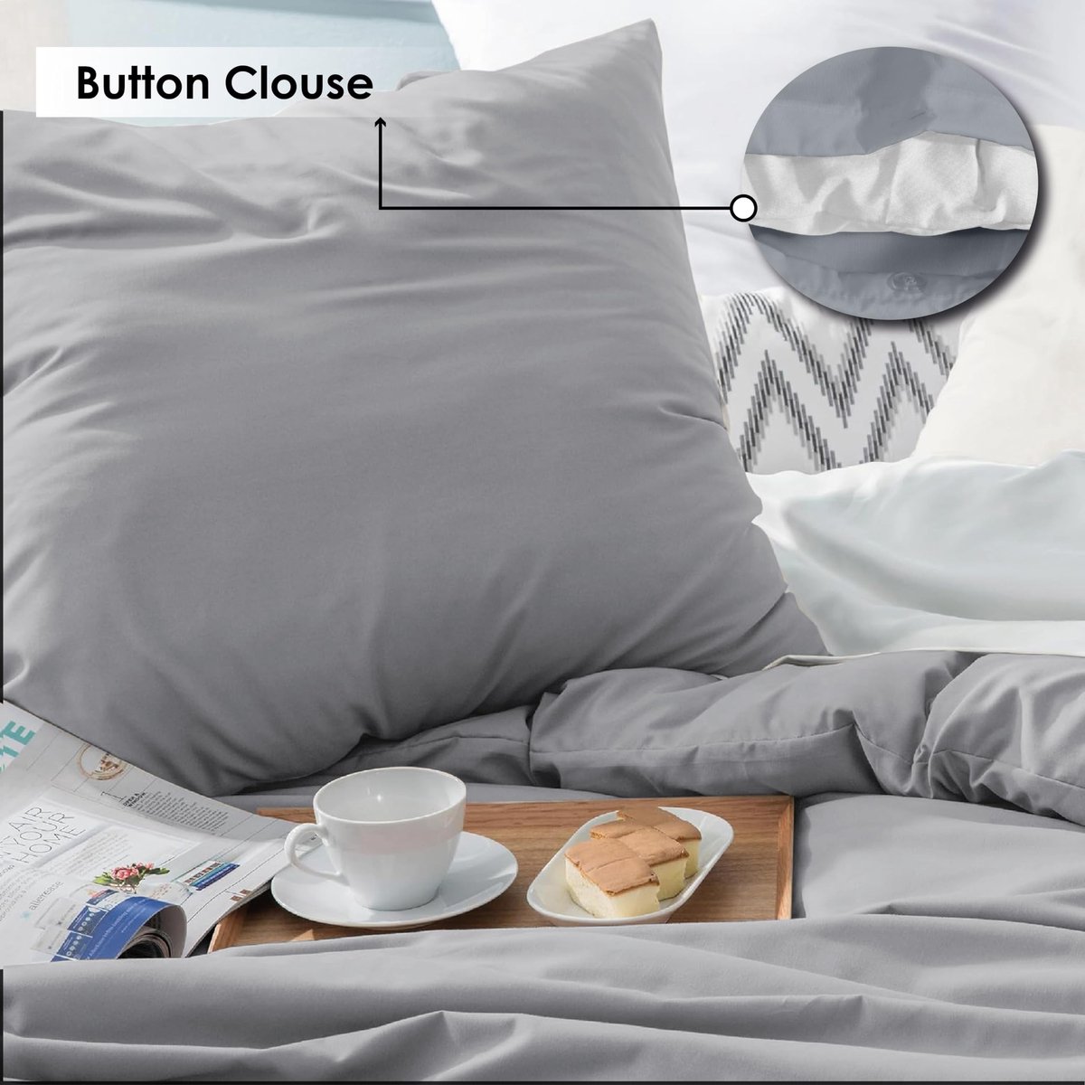 Omgoods - Enkele Duvet Cover Set van Zacht Microvezel in Zilvergrijs