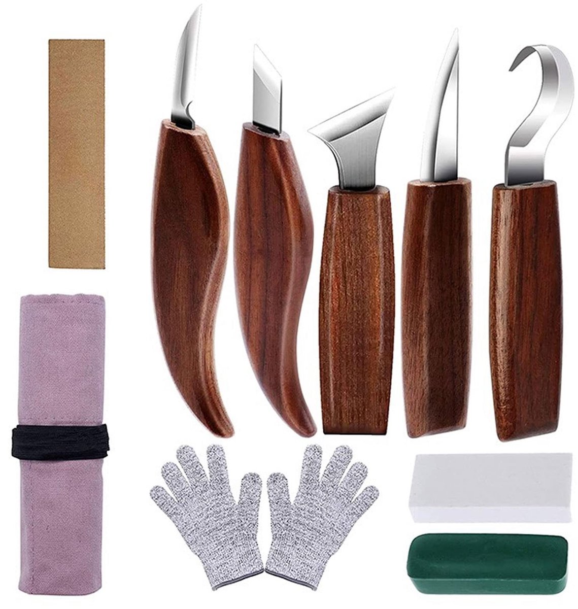 Omgoods - 10-delig Houten Snijgereedschap Set voor Kinderen met Veiligheidsmes
