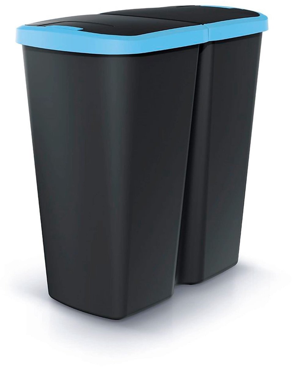 Omgoods - Afvalbak met 2 Gescheiden Lids - 45L voor Efficiënt Recyclen