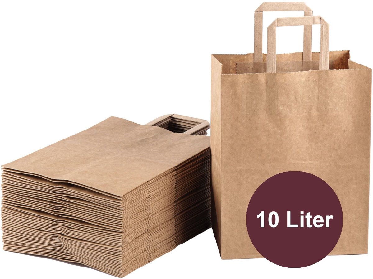 Omgoods - 50 Biodegradeerbare Papierafvalzakken met Handgreep 10L