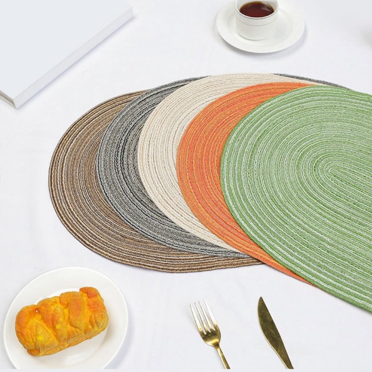 Omgoods- Placemat Set 2 Stuks - Hittebestendig - Antislip - Ovaal 50x30cm - Geweven Polyester - Milieuvriendelijk - Tafelmat