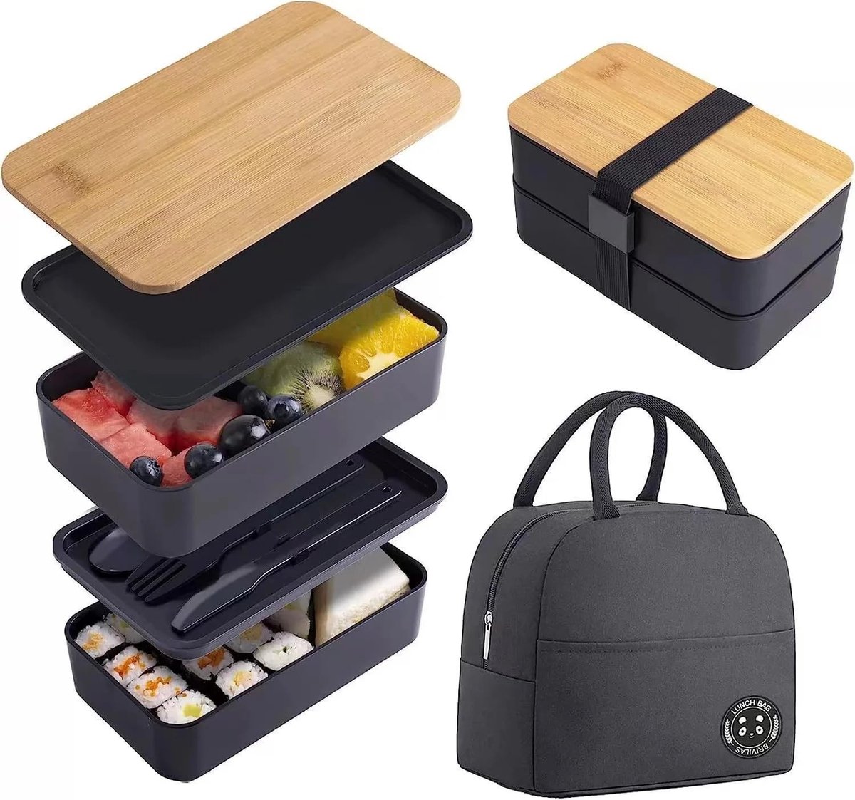 Omgoods - Lunchbox met Bestek en Koeltas voor Werk en School