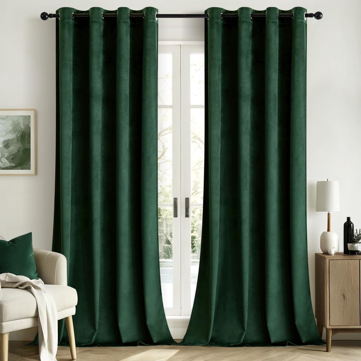 Omgoods- Verduisteringsgordijnen set van 2 - Fluwelen gordijnen - Isolerend - Rekbaar - Met ringen - 140x245 cm