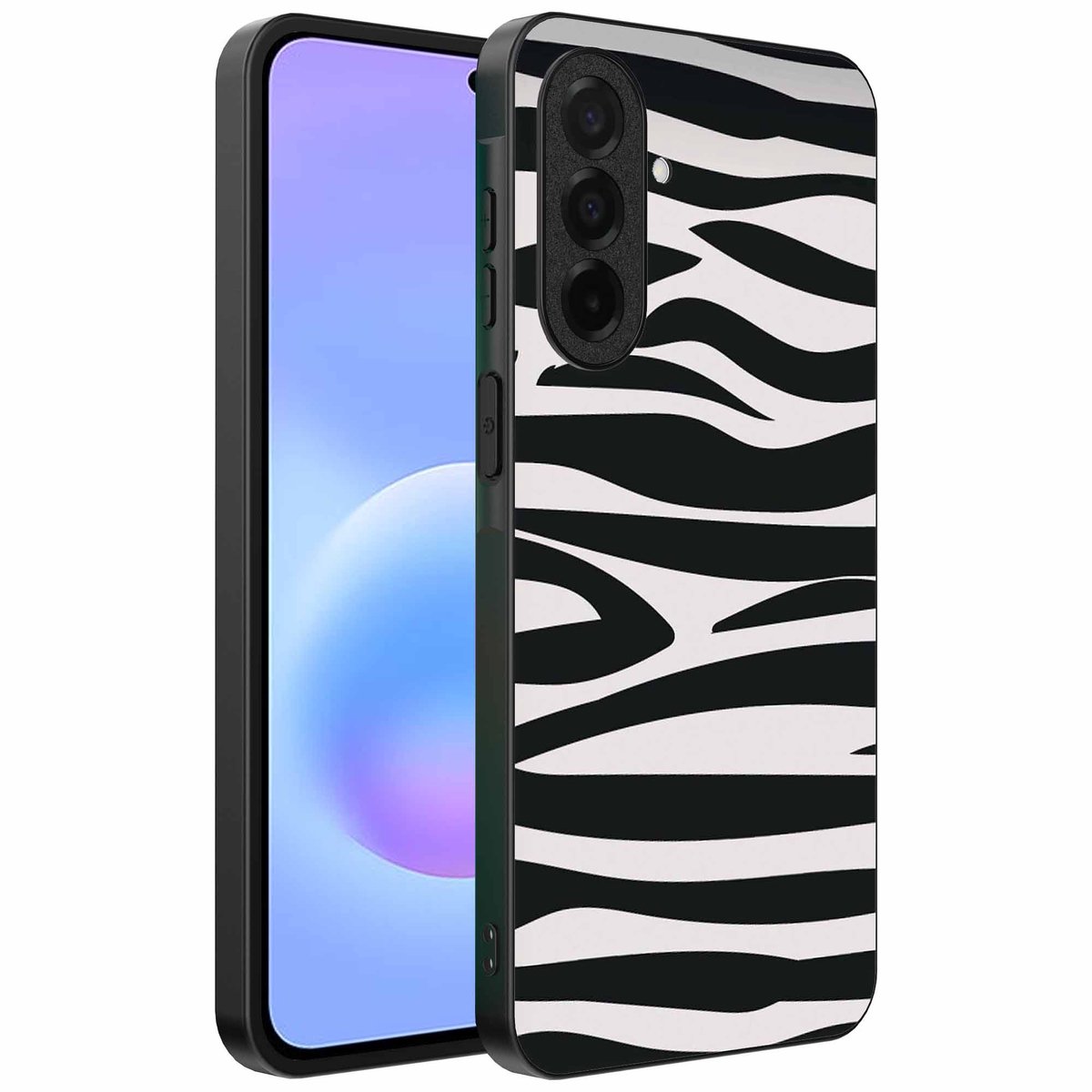 Geschikt voor Samsung Galaxy A57 Telefoonhoesje met zebra opdruk - TPU backcover case zebra design - Zwart Wit - Smartphonica geschikt voor Samsung Galaxy A57
