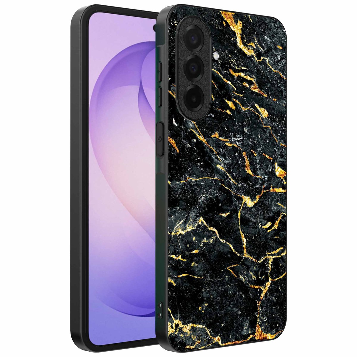 Geschikt voor Samsung Galaxy S26 Telefoonhoesje met Zwart Goud Marmer Opdruk - TPU Backcover Case Black Gold Marble Design - Zwart Goud - Smartphonica geschikt voor Samsung Galaxy S26