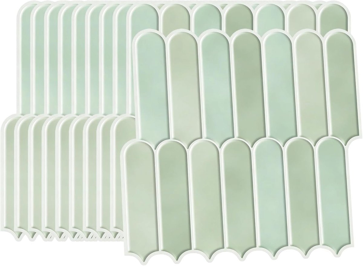 Tegelstickers, 10 stuks, keukentegels, zelfklevend, keukenachterwand, wandtegels, zelfklevend, 30 × 30 cm (groen)