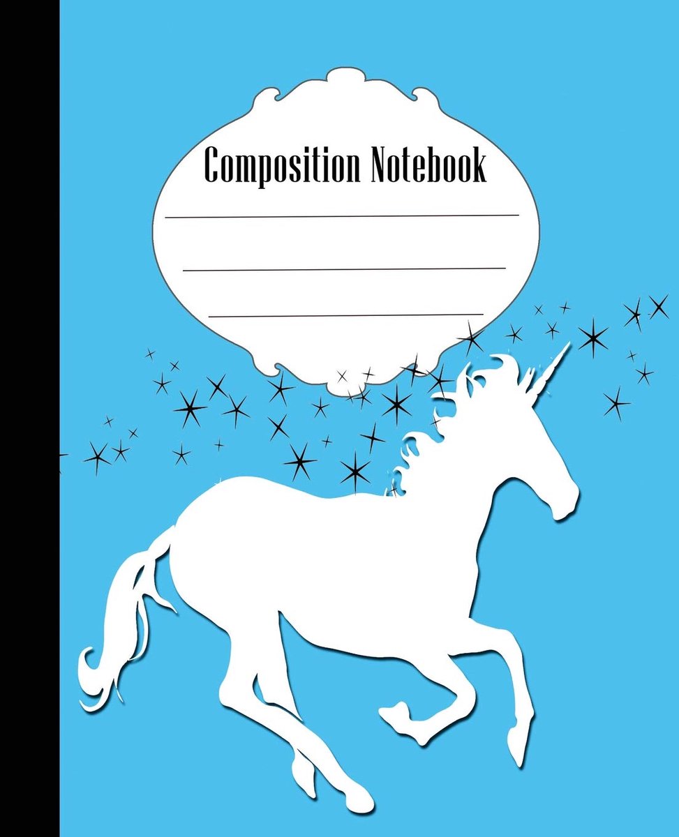 Notebook: Fun Unicorn Composition Notebook Wide Ruled 7.5 x 9.25 in, 100 pages book for kids, teens, school, students and gifts