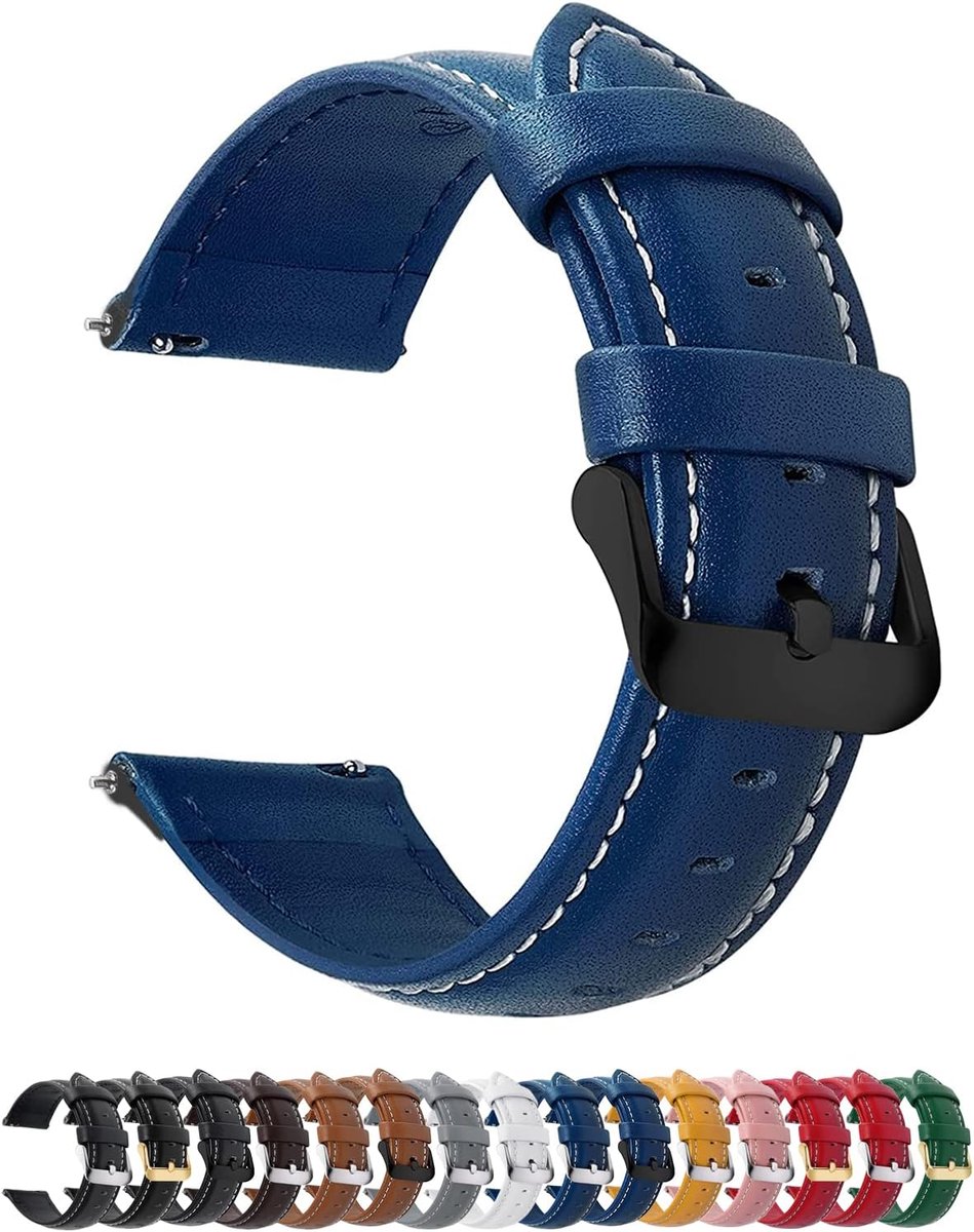 horlogeband, Axus serie lederen band vervangende horlogeband met roestvrijstalen metalen sluiting voor mannen vrouwen 14mm 16mm 18mm 19mm 20mm 22mm 24mm