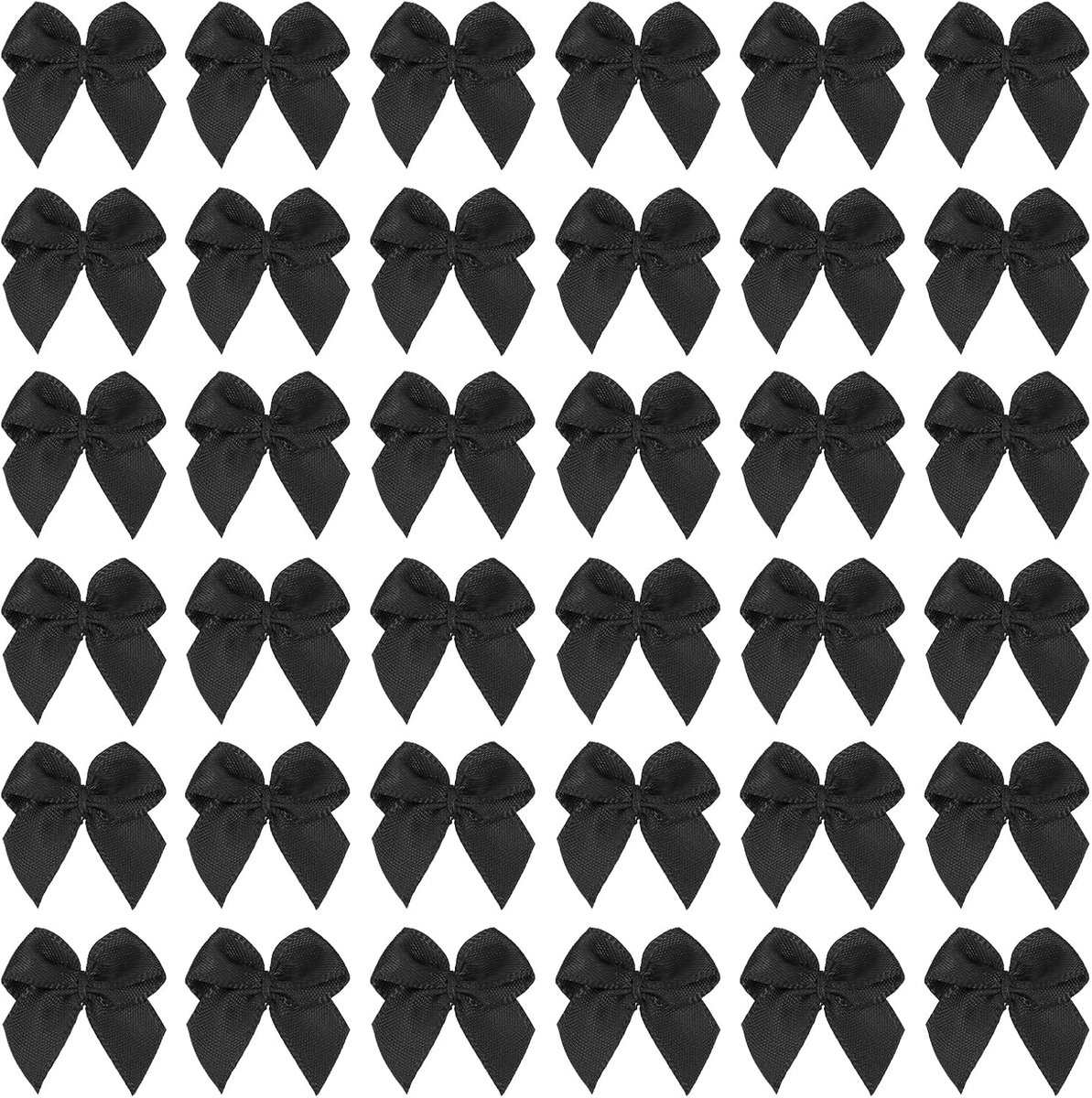 2,54 cm Mini Lint Boog 100 Stuks Satijnen Stoflint Bloembogen Appliques voor DIY Knipsel Naaien Huwelijksfeest Decoratie, Zwart