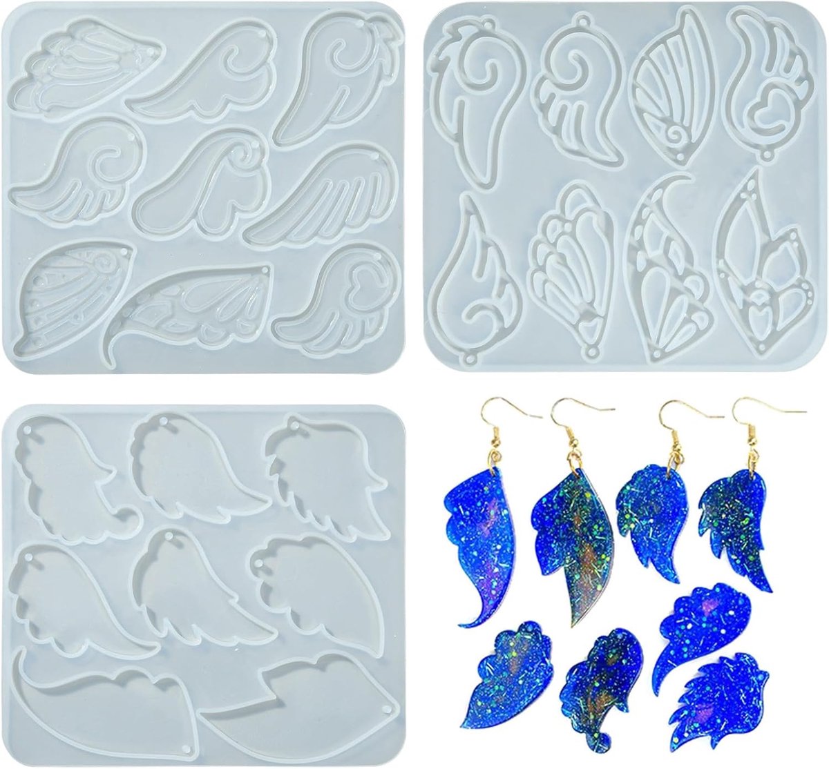 3 Stks Hars Engelenvleugel Vormen Siliconen Vlinder Feeuwen Gietmalen voor Sieraden Maken Sleutelhanger Oorbel Dangle Ambachten