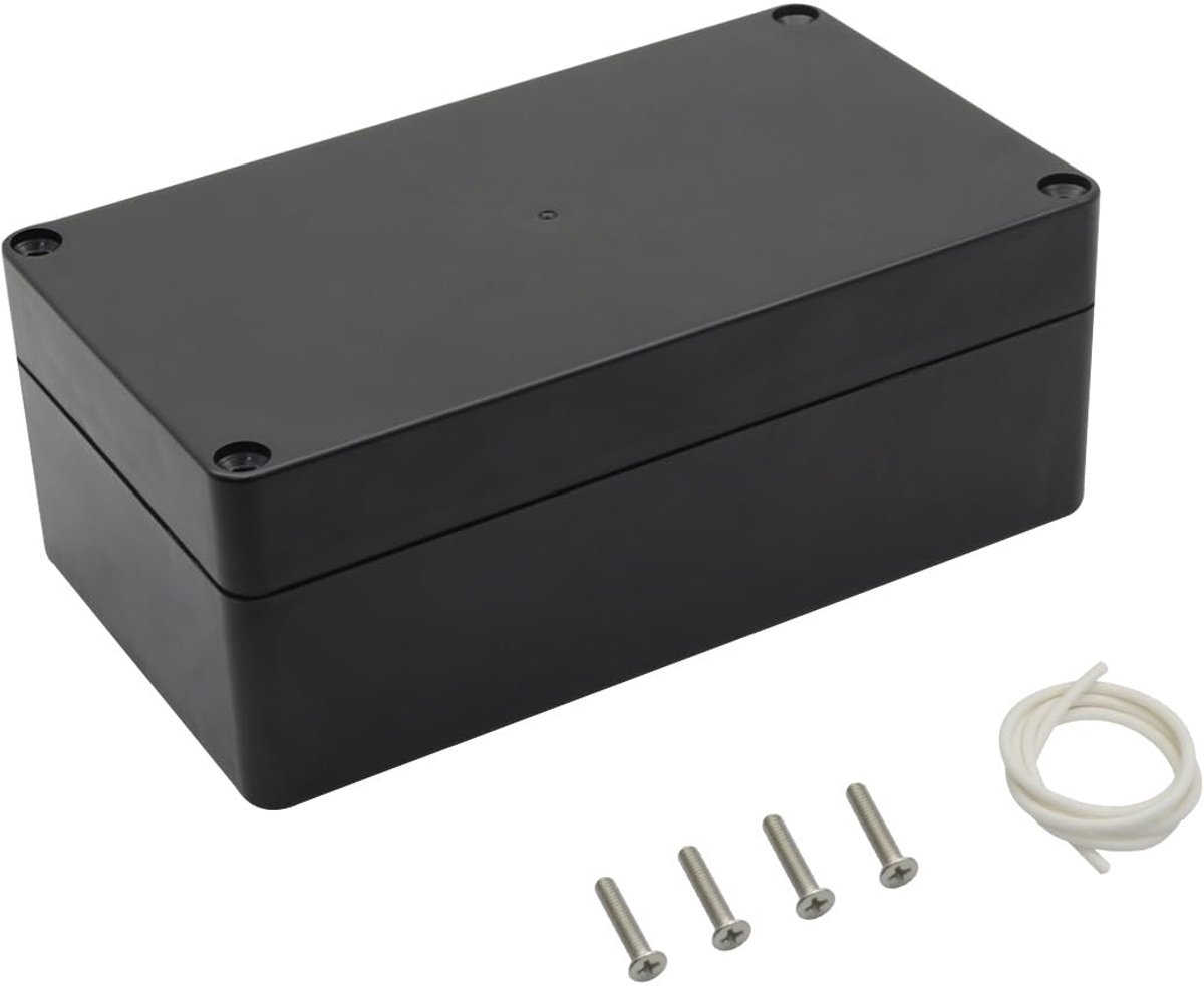 Project Box Verdeeldoos, ABS-kunststof, IP65, waterdicht, universele behuizing, zwart, buitenafmetingen 158 x 90 x 60 mm (1 stuk)