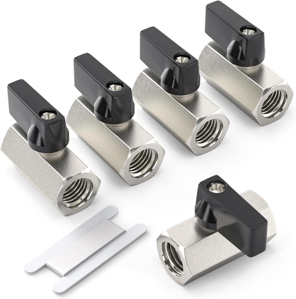 2 Pcs 1/4" BSP Vrouwelijke x Vrouwelijke Vernikkelde Messing Mini Kogelklep Stop Valve