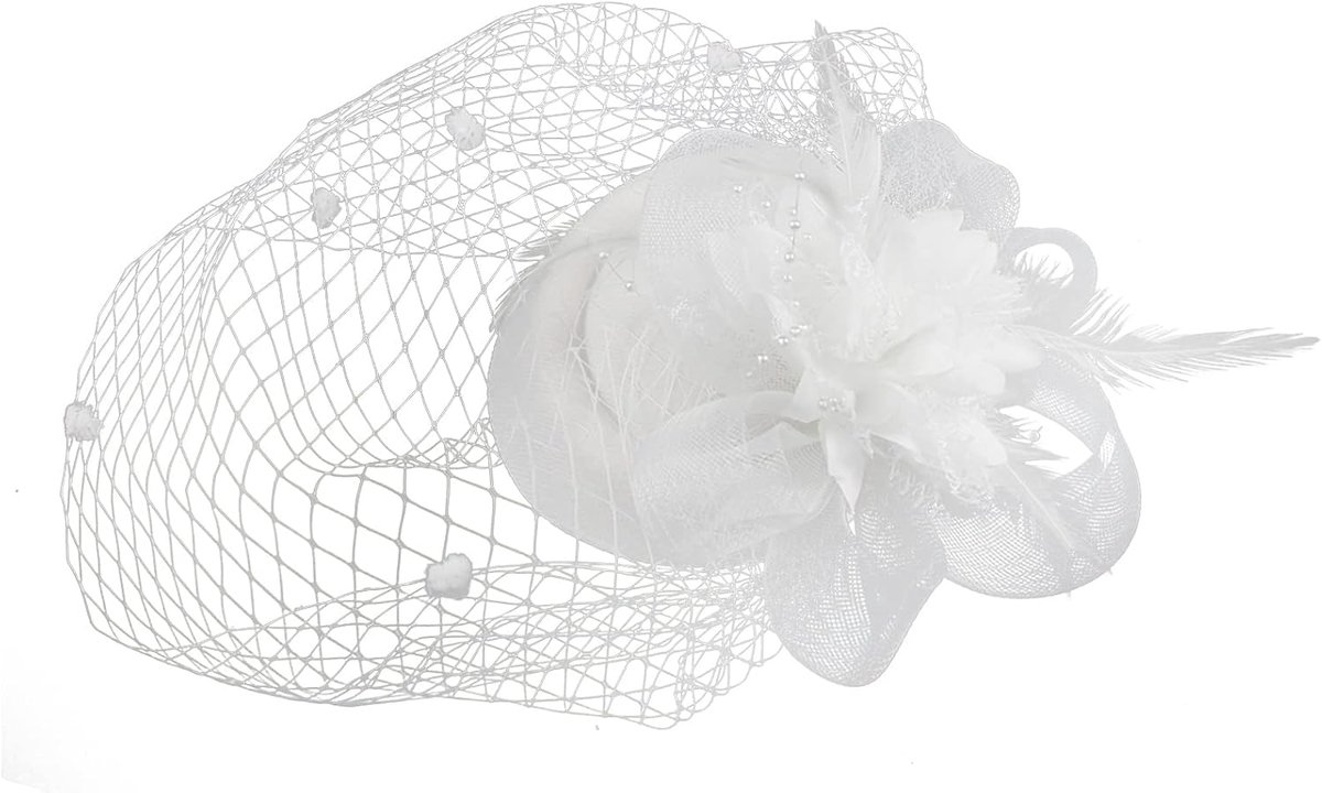 Fascinators Hat, Veil Feather Hair Clip, Vintage Flower Mesh Hoofdband voor Wedding Cocktail Tea Party Evening Party