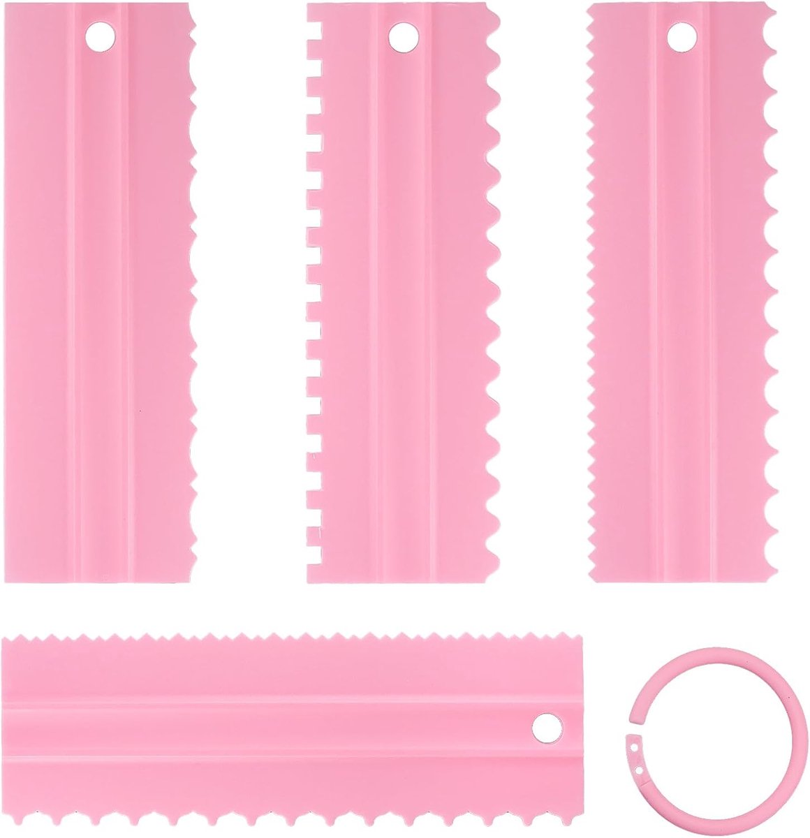 Cake scraper set 4 stuks - kunststof - unieke vormen - perfect voor buttercream en glazuur - ShopVlot