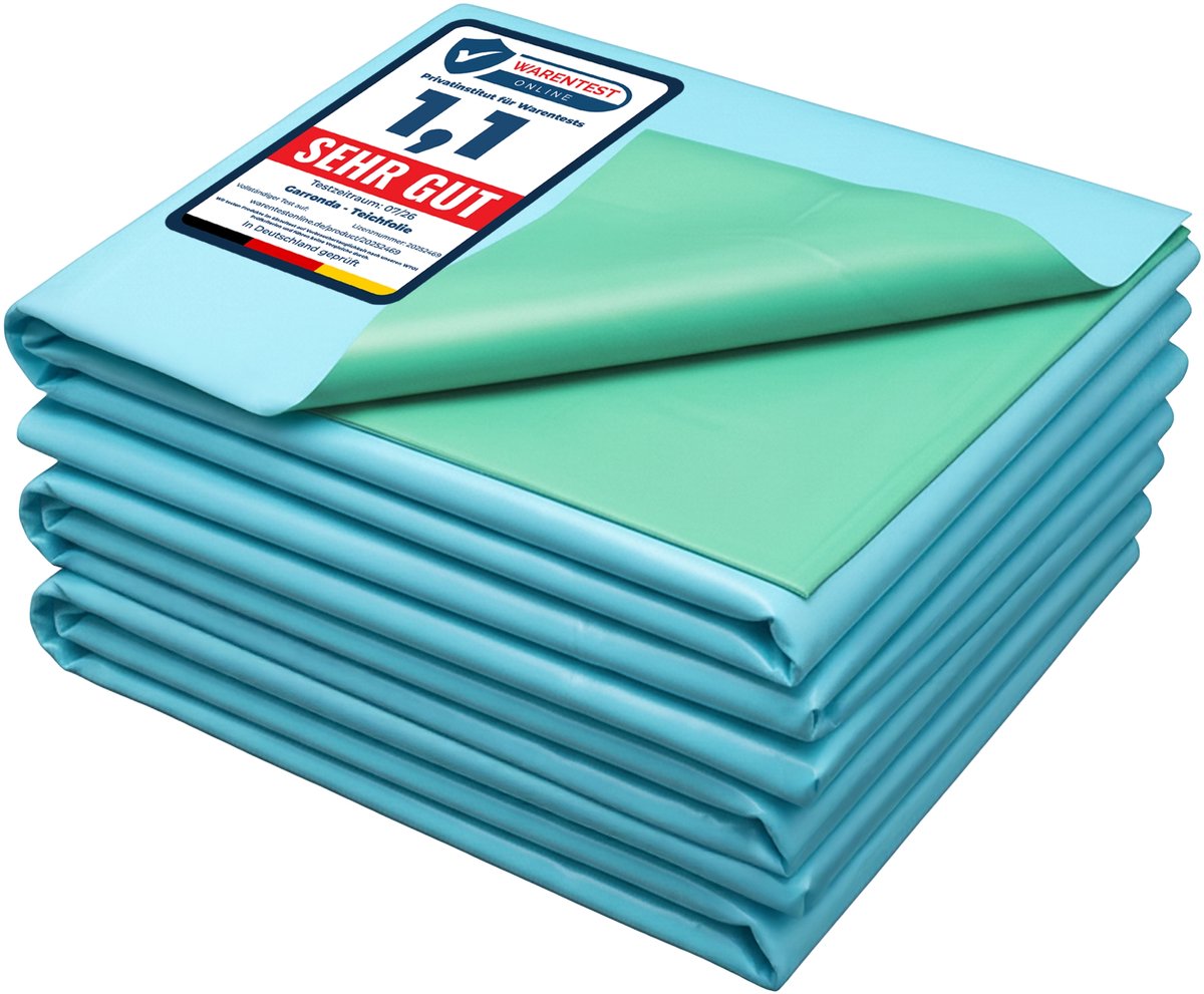 8 x 10 m Teichfolie UV-gestabiliseerd voor vijver en beekloop GD-MAR-Akwen Blauw-Groen